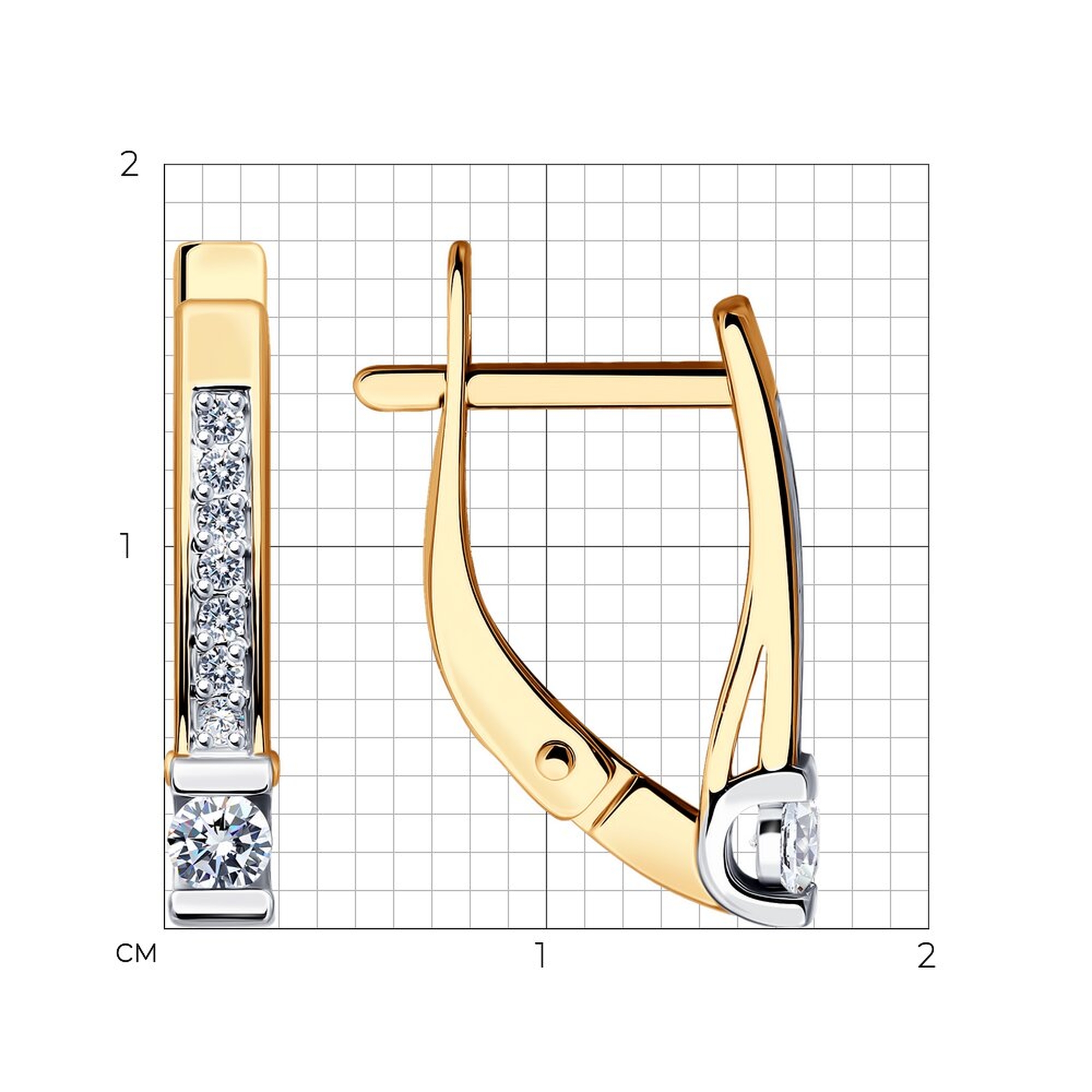 Золотые серьги Diamant с фианитом