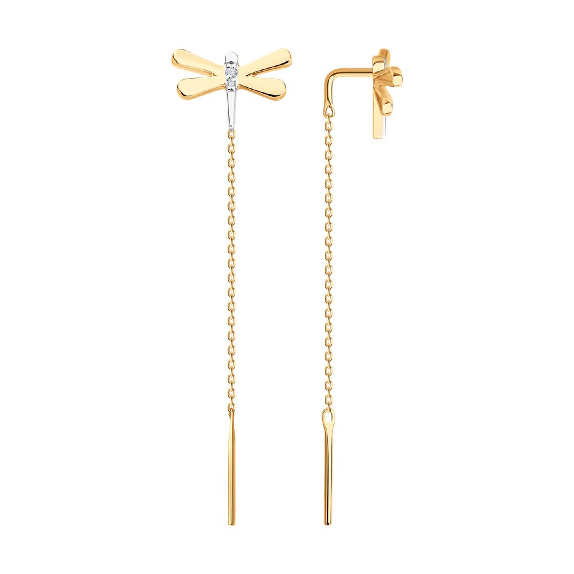 Золотые серьги Diamant с фианитом