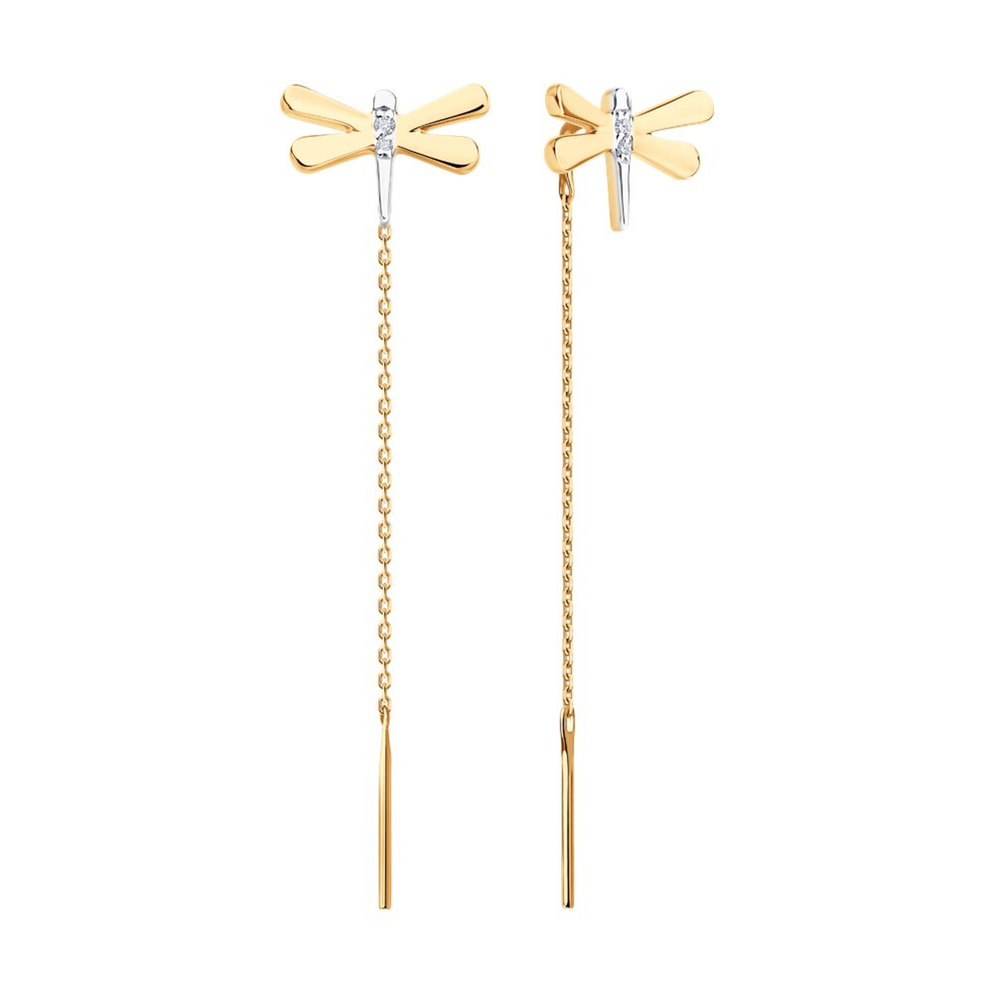 Золотые серьги Diamant с фианитом