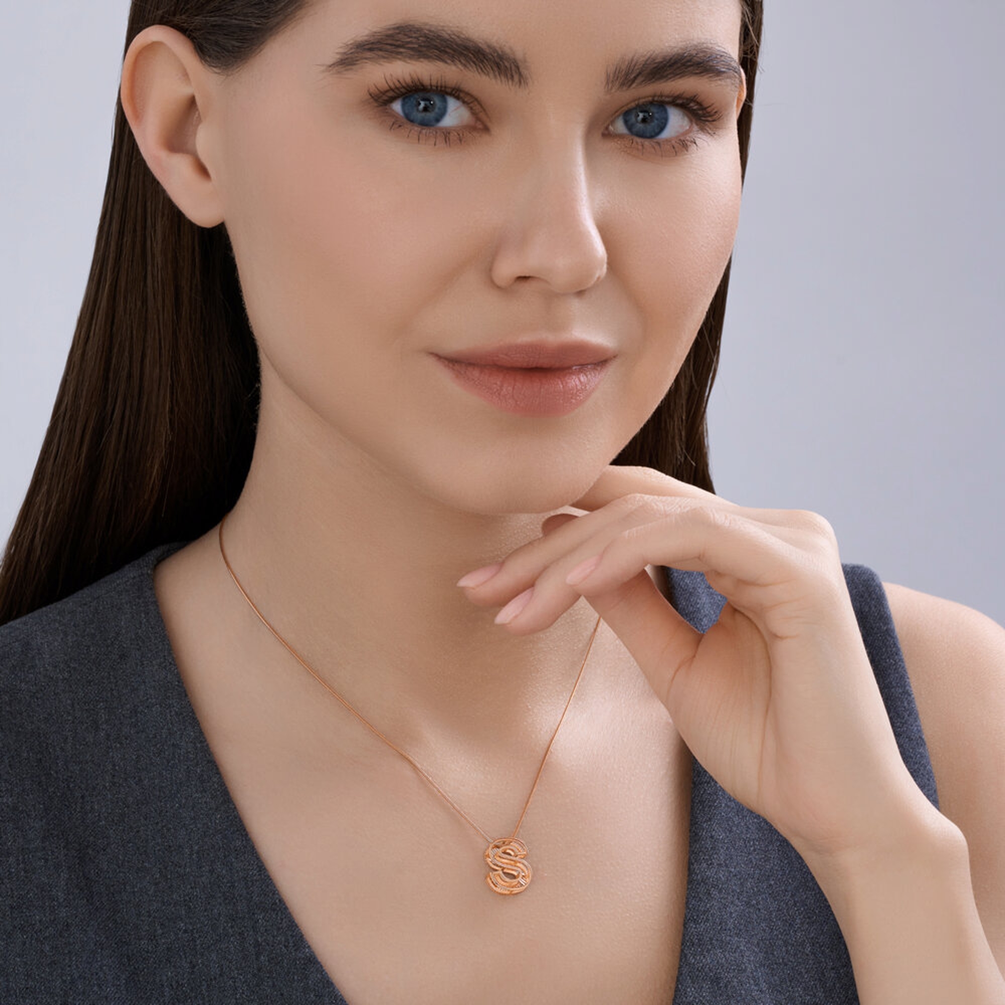 Золотая подвеска-буква S Diamant