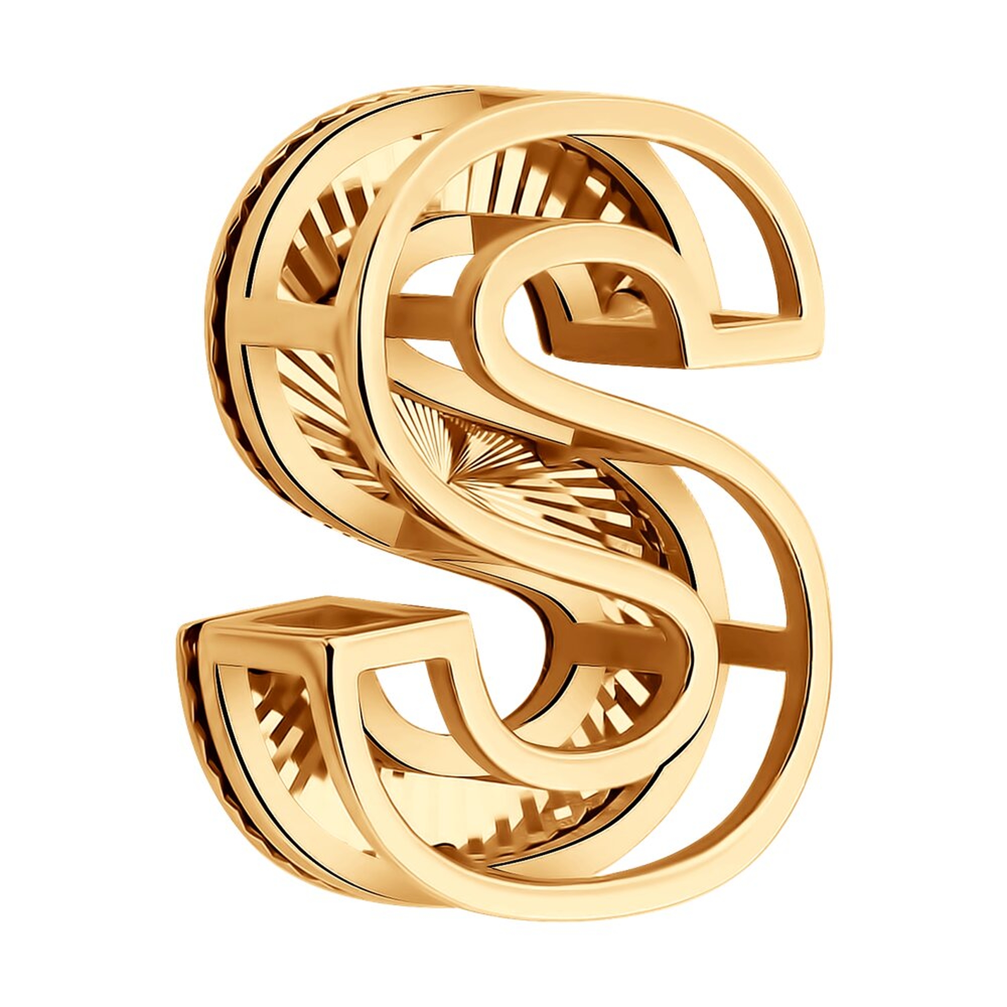 Золотая подвеска-буква S Diamant