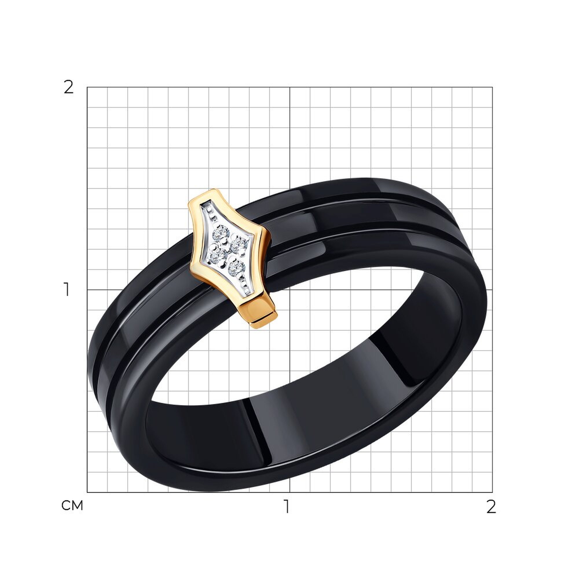 Золотое кольцо SOKOLOV с бриллиантом и керамикой