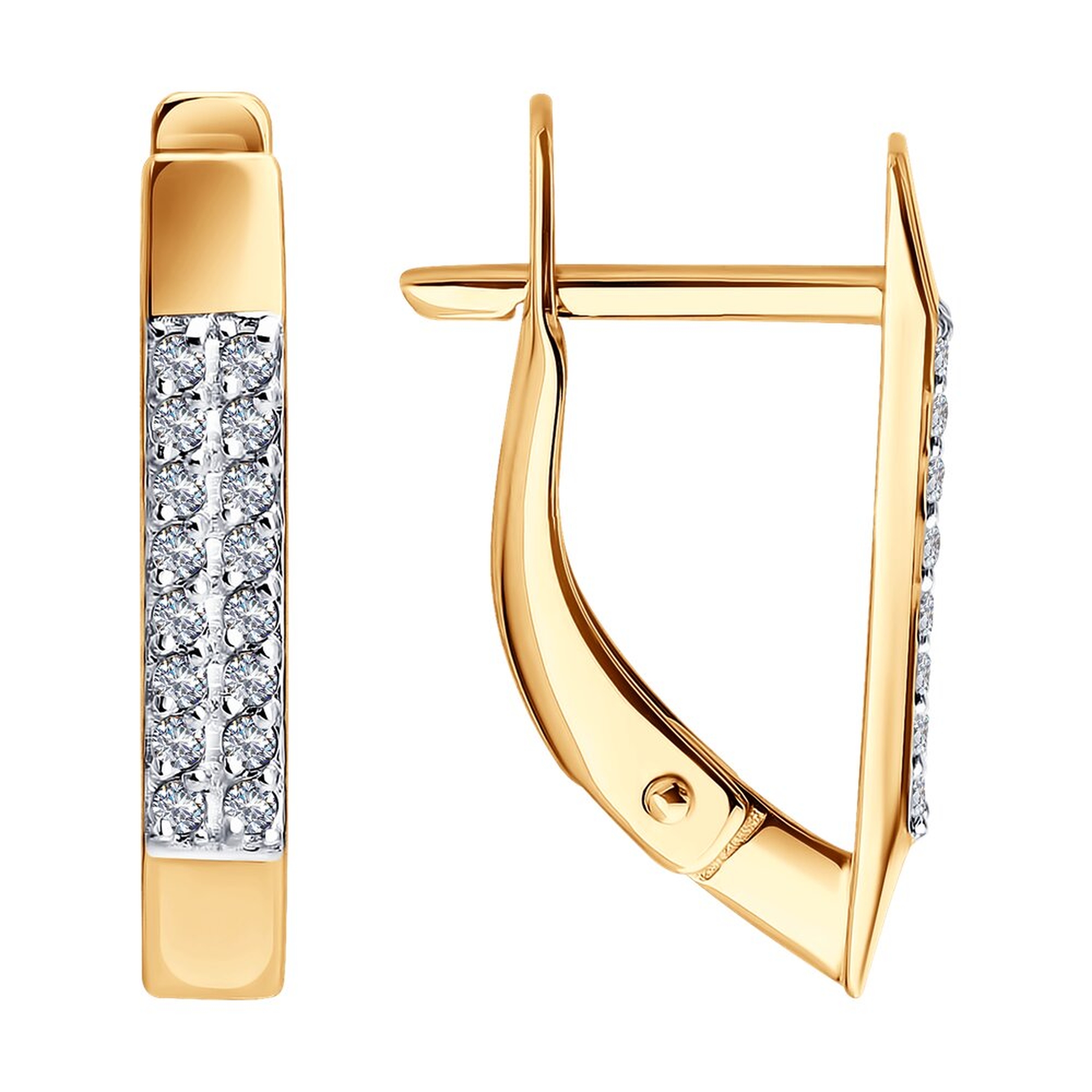 Золотые серьги Diamant с бриллиантом