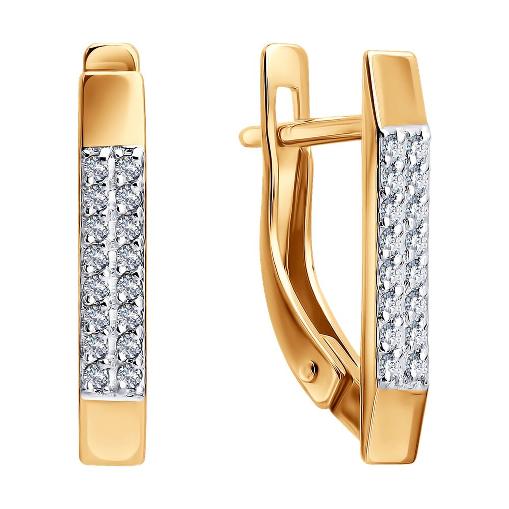 Золотые серьги Diamant с бриллиантом