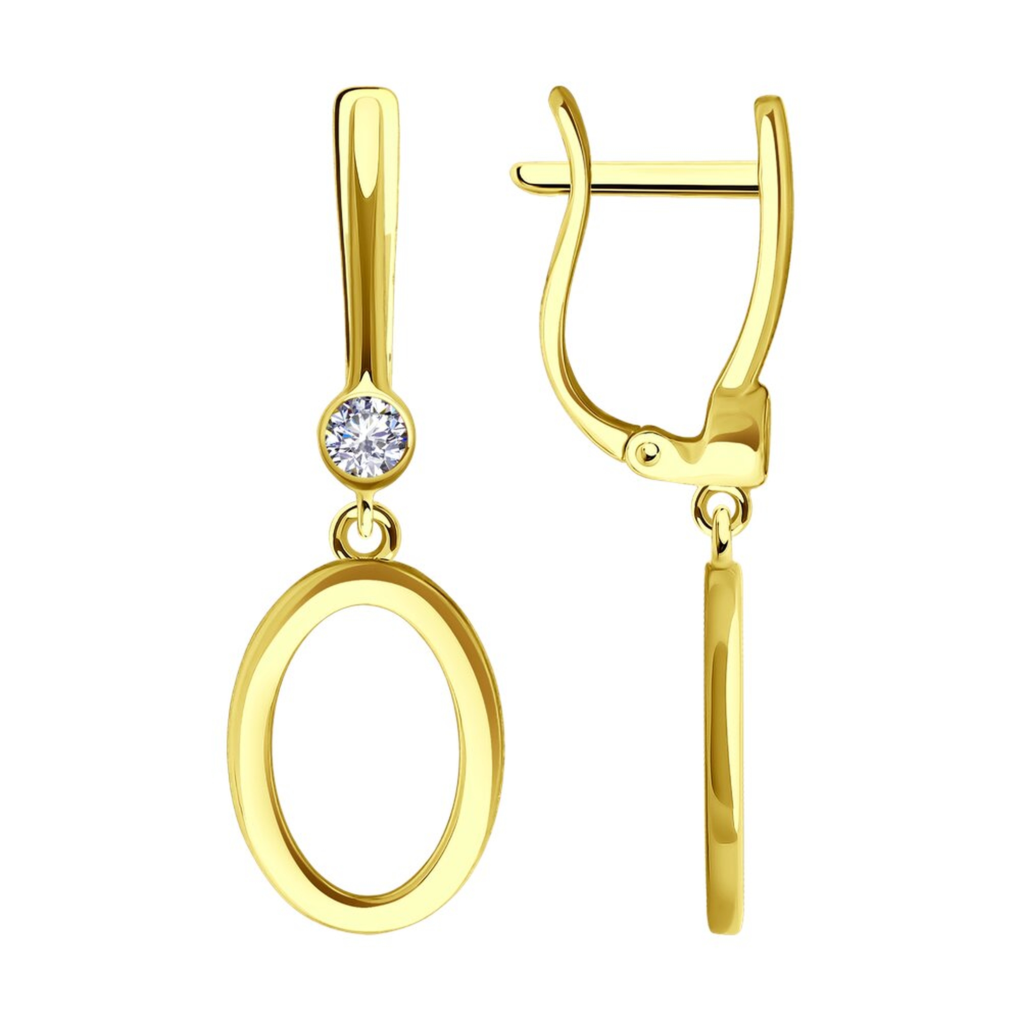 Золотые серьги SOKOLOV с фианитом