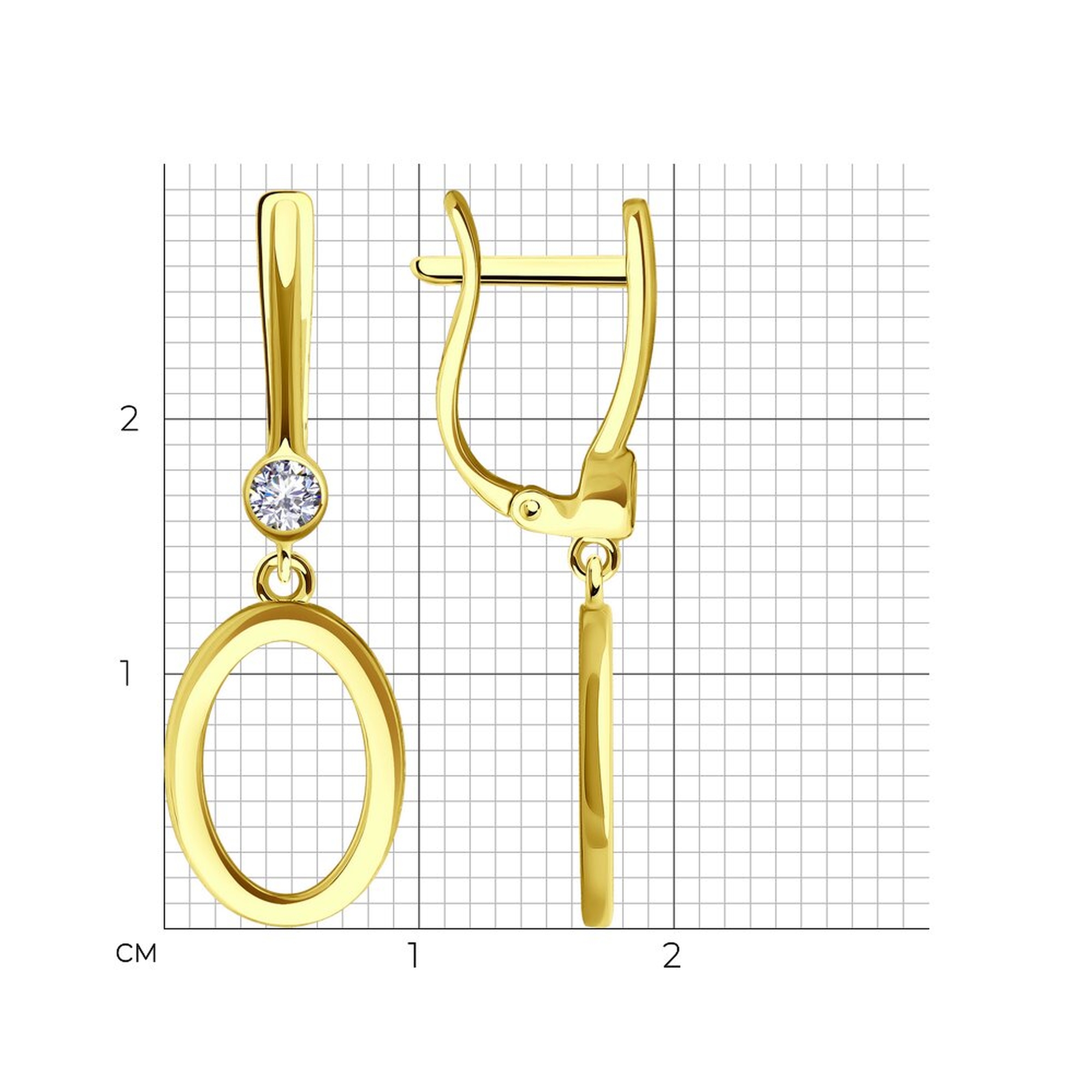 Золотые серьги SOKOLOV с фианитом