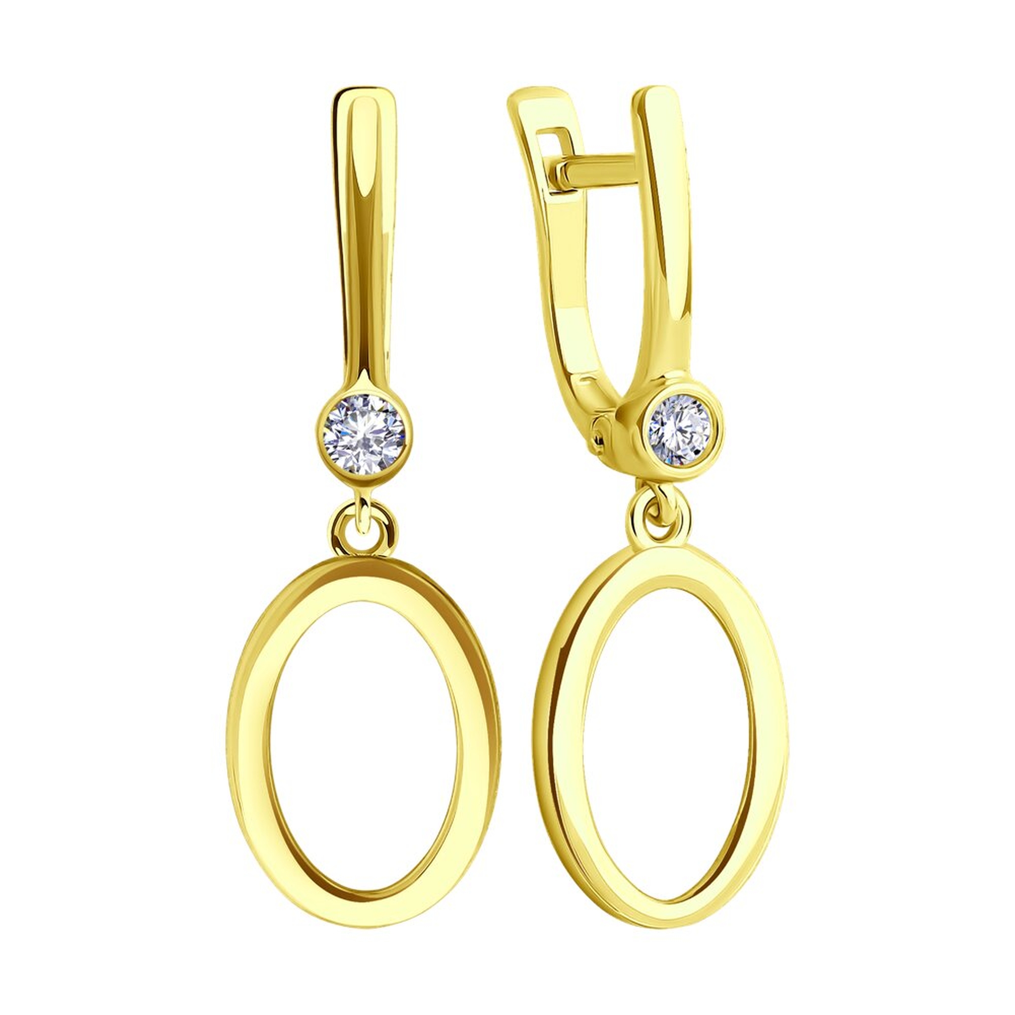 Золотые серьги SOKOLOV с фианитом