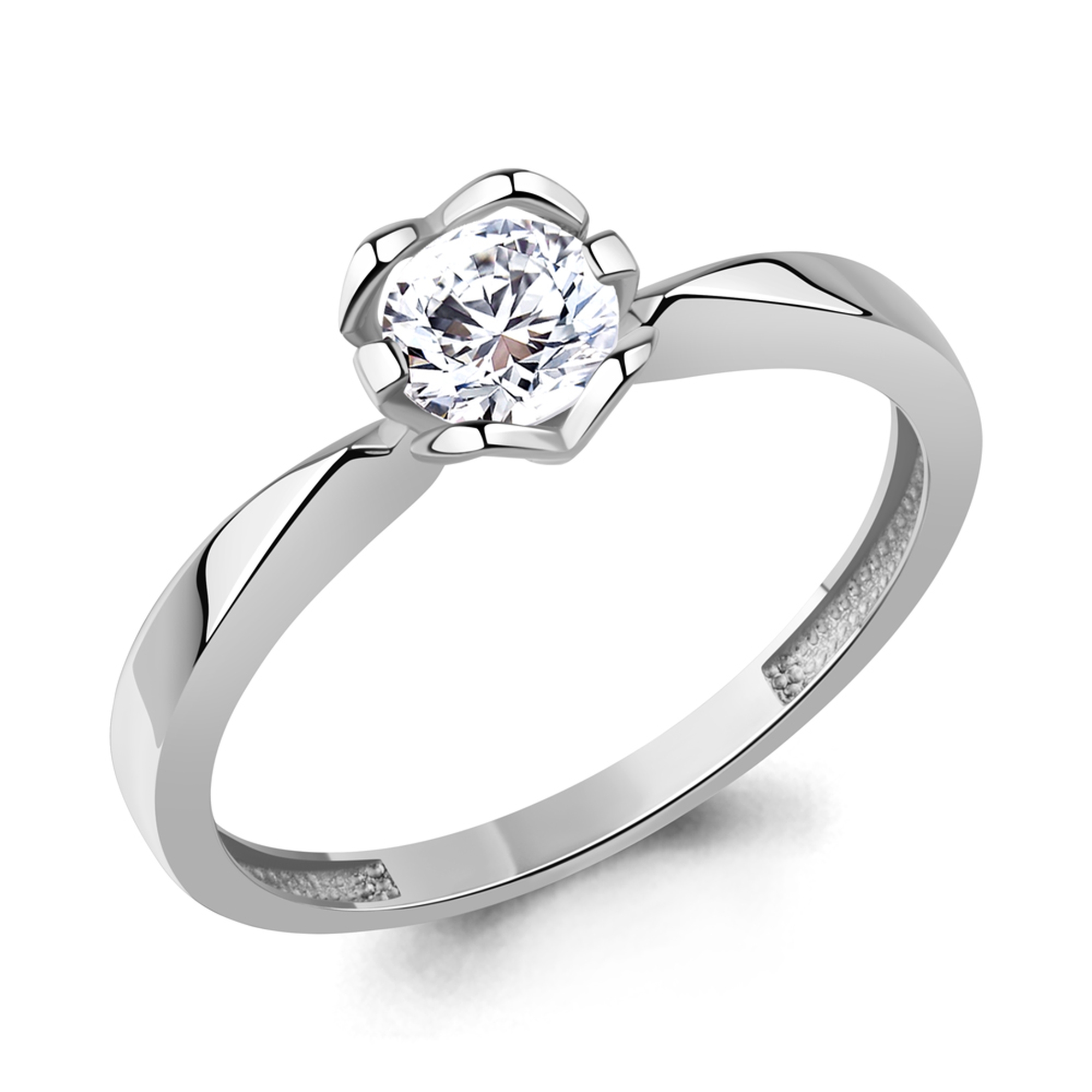 Кольцо из белого золота AQUAMARINE с фианитом