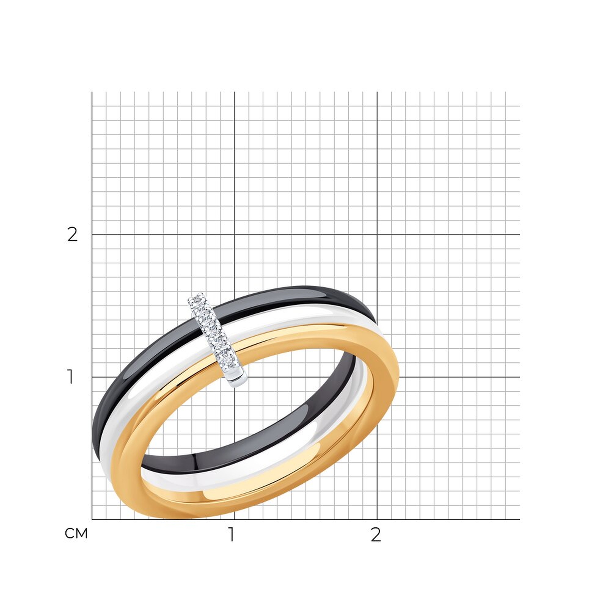 Золотое кольцо SOKOLOV с бриллиантом и керамикой