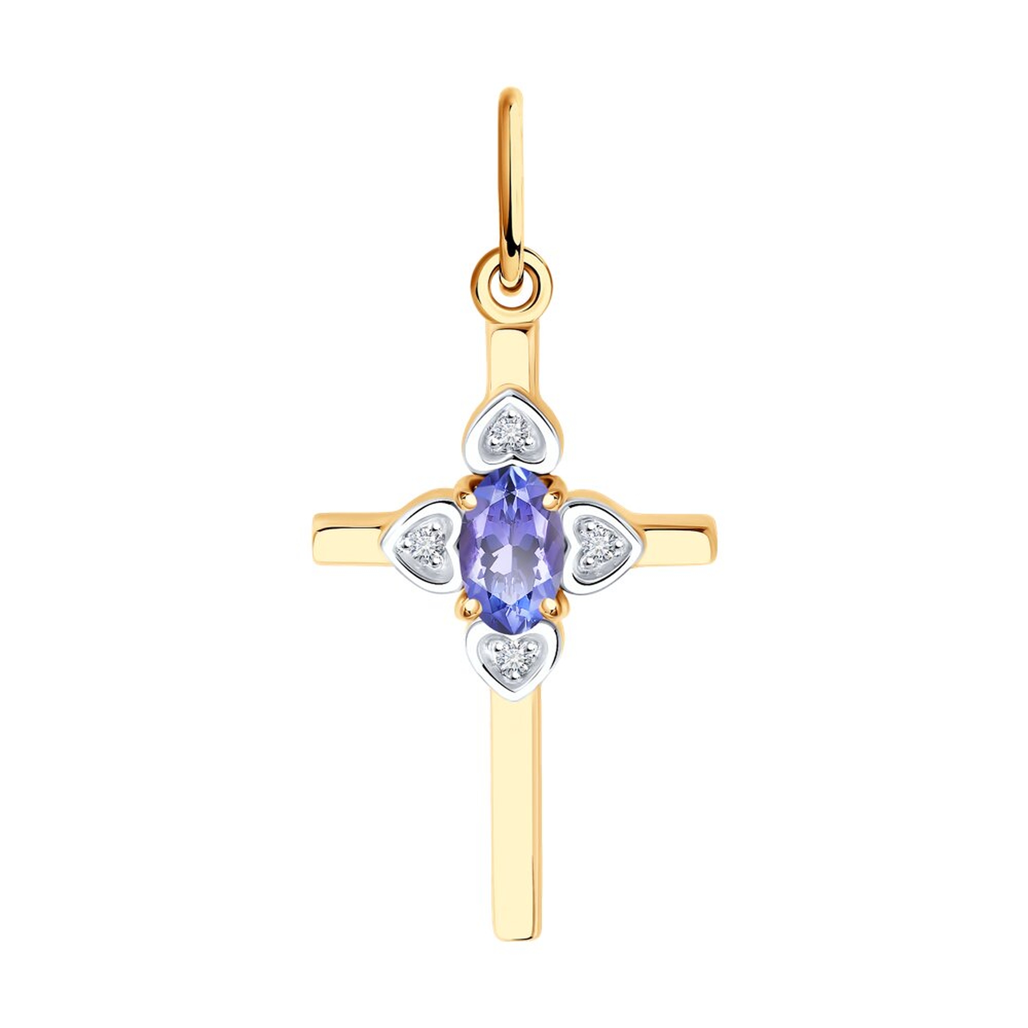 Золотая подвеска SOKOLOV с бриллиантом и танзанитом