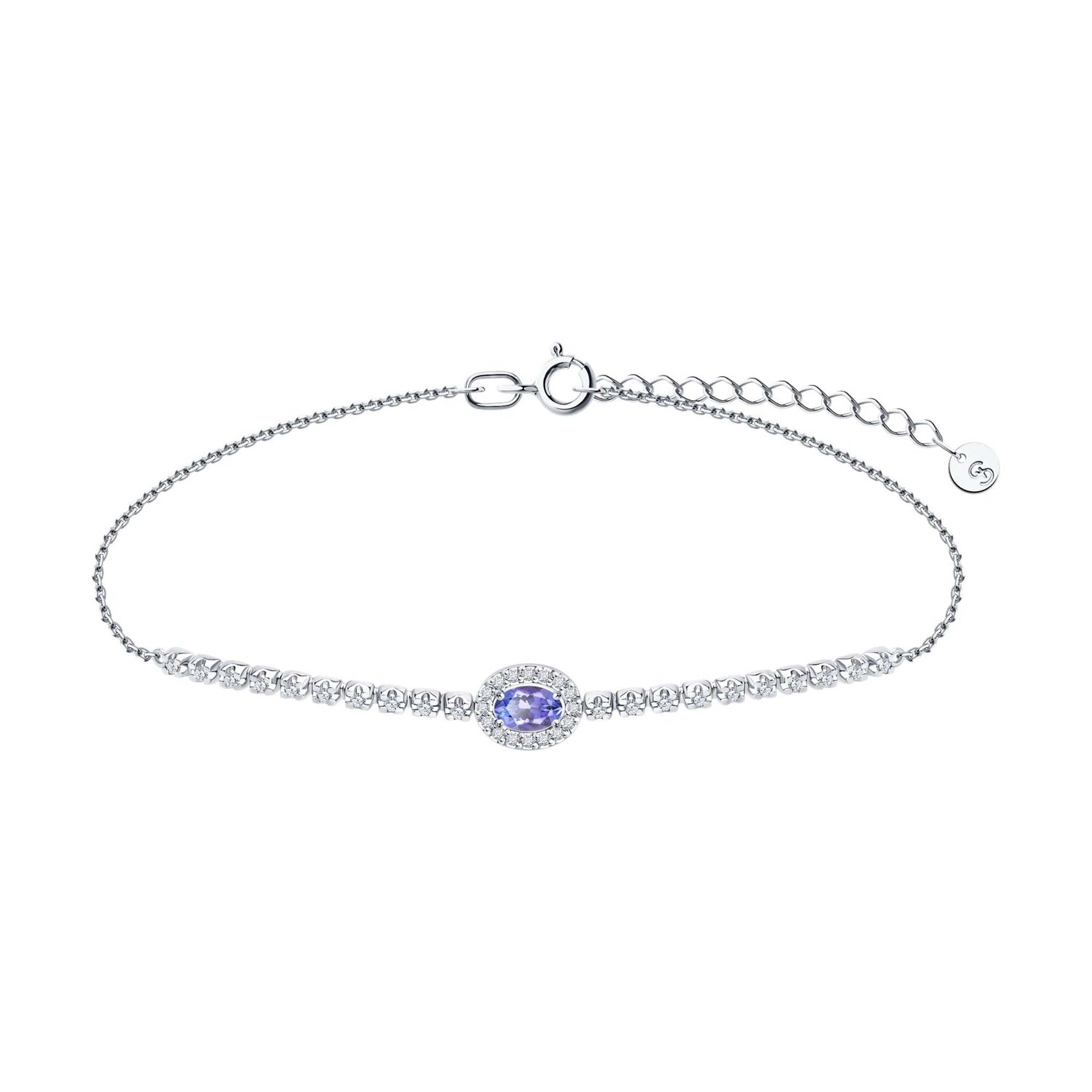 Золотой браслет SOKOLOV с бриллиантом и танзанитом