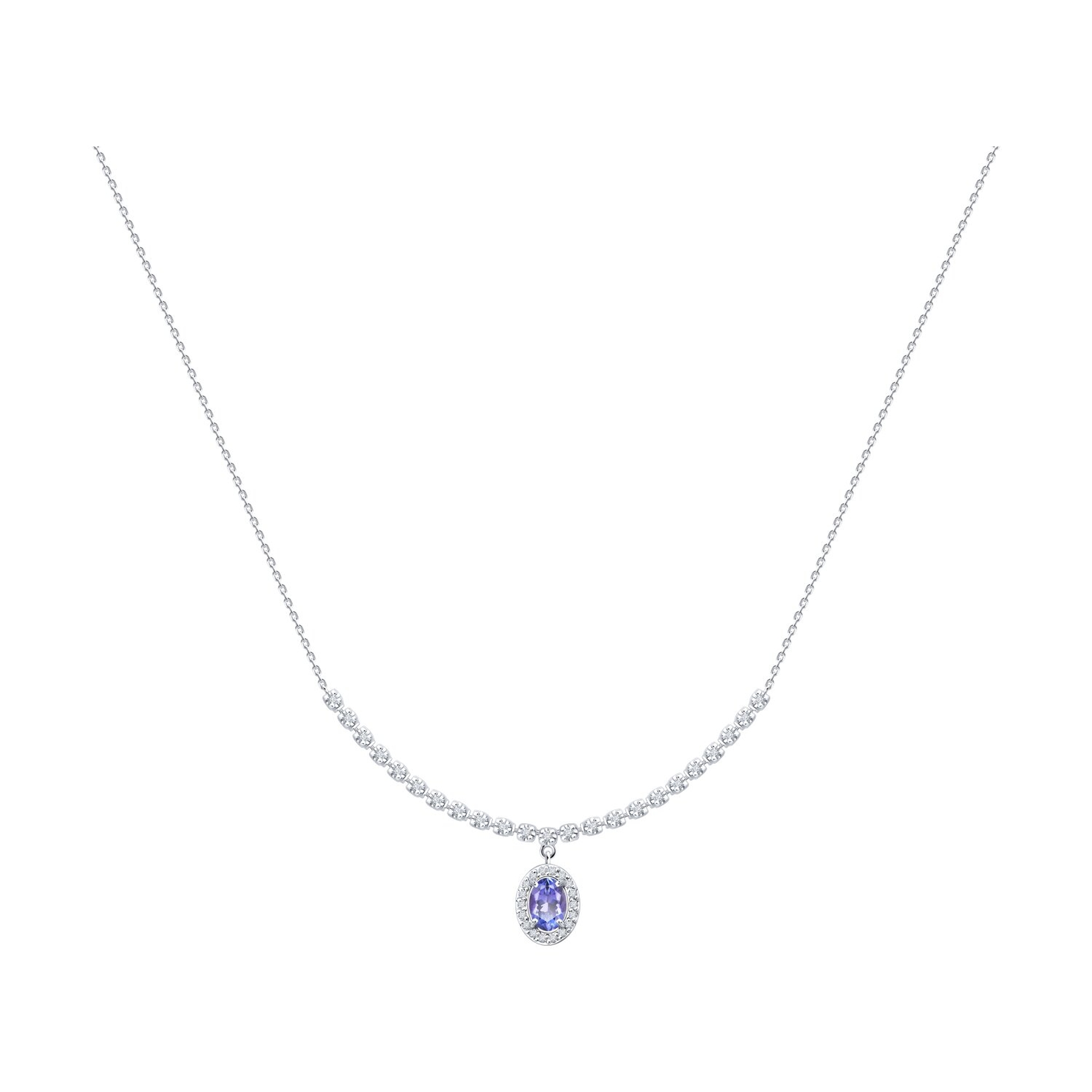 : Колье из белого золота с бриллиантами и танзанитом