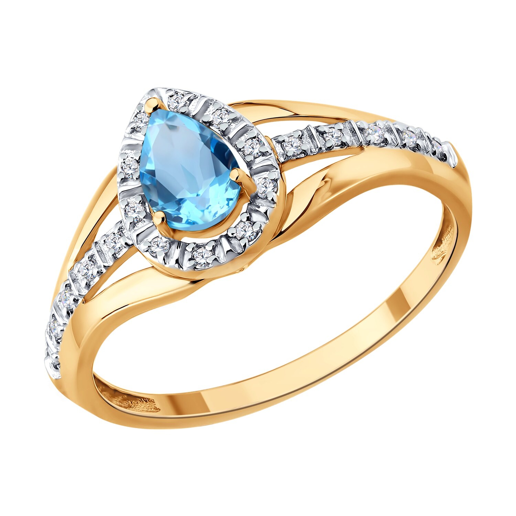 Золотое кольцо SOKOLOV с топазом и бриллиантом