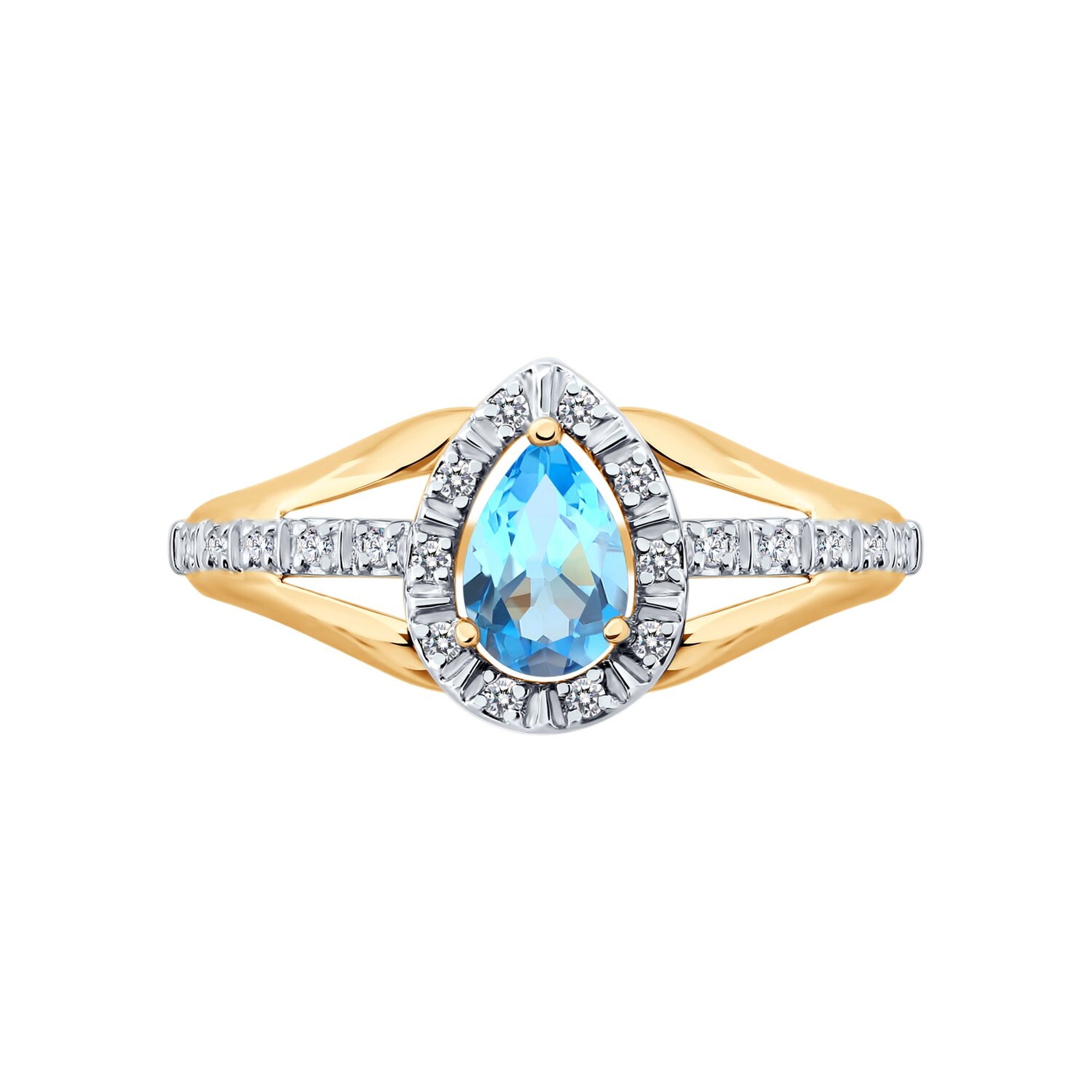 Золотое кольцо SOKOLOV с топазом и бриллиантом