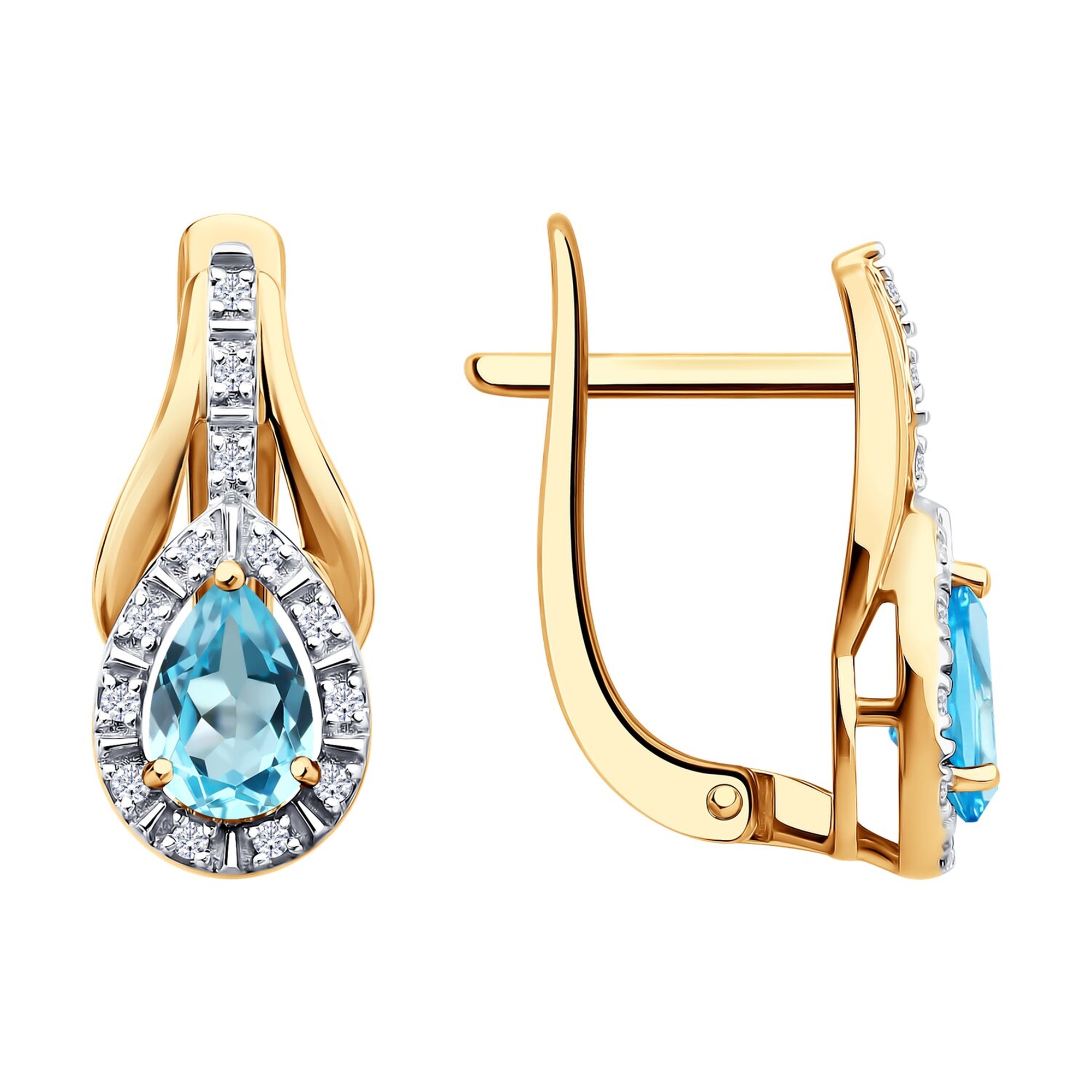 Золотые серьги SOKOLOV с топазом и бриллиантом