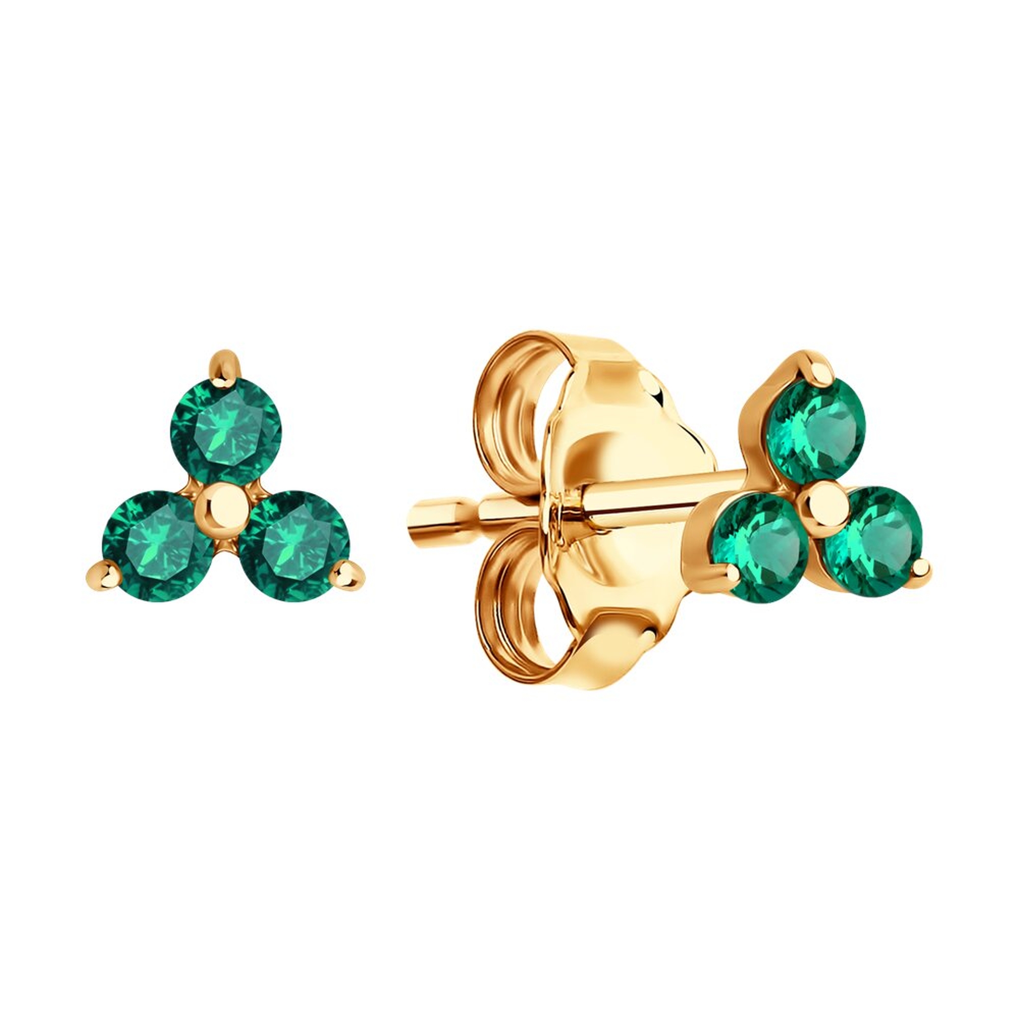 Золотые серьги SOKOLOV с гидротермальным изумрудом