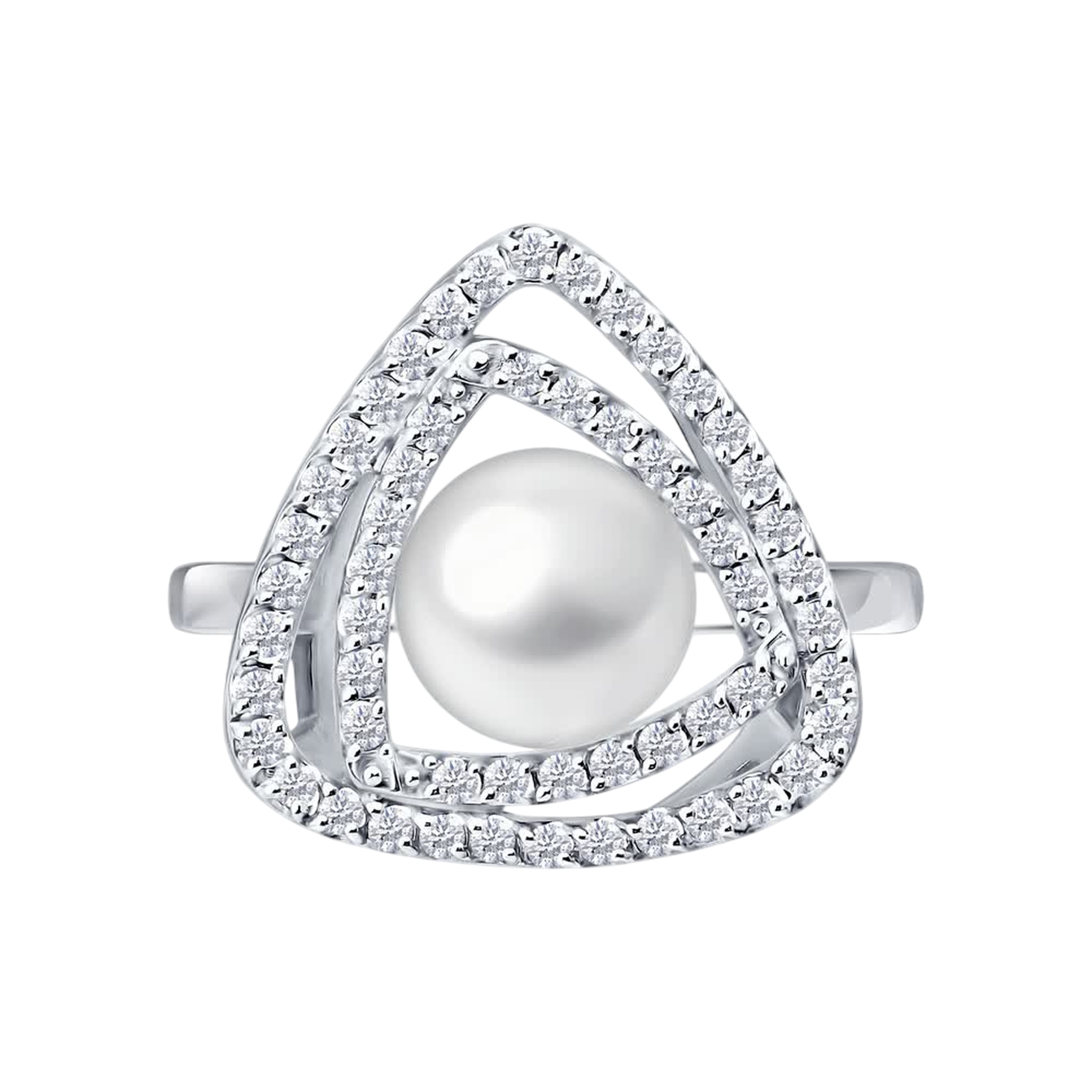 Кольцо из белого золота SOKOLOV с фианитом и жемчугом