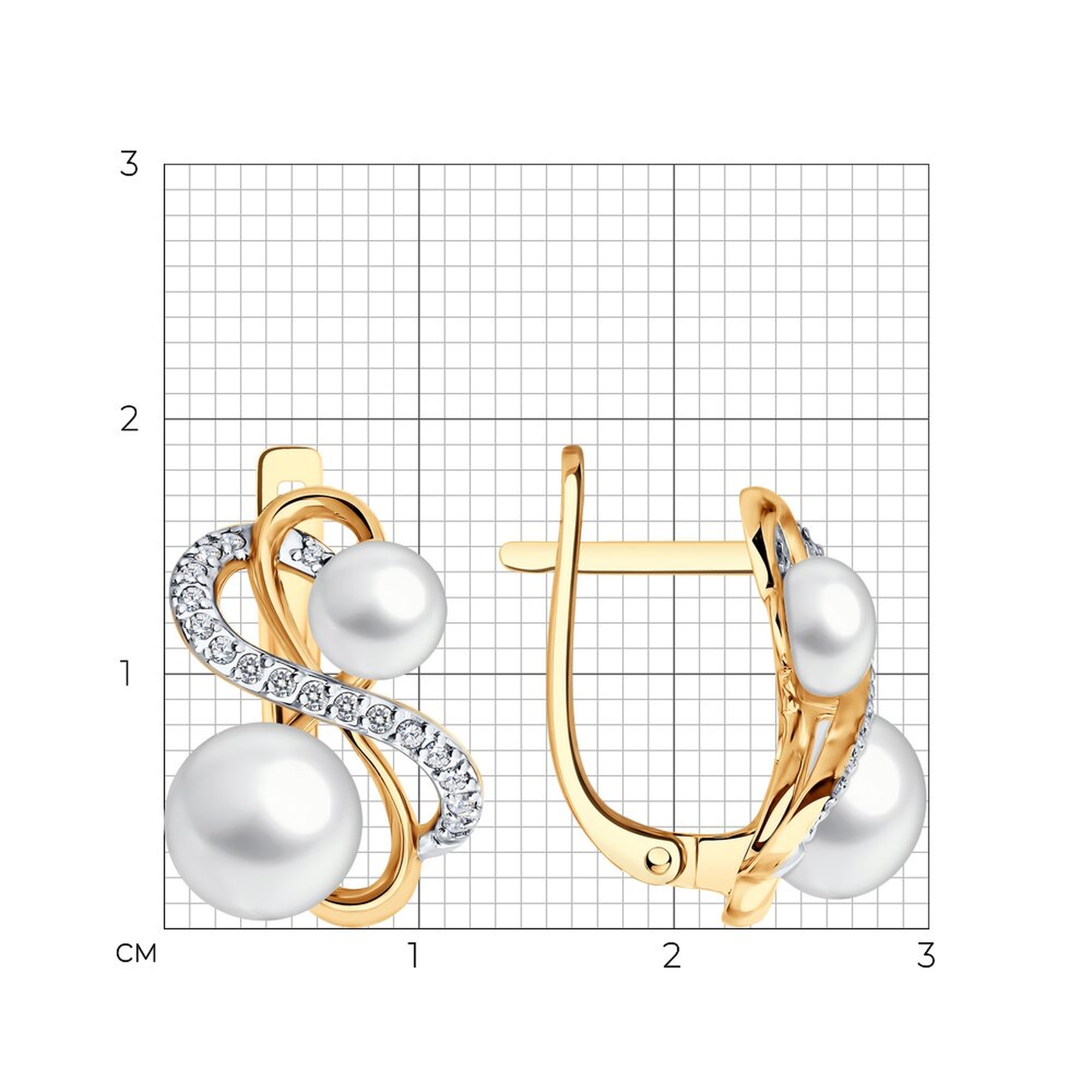 Золотые серьги SOKOLOV с фианитом и жемчугом