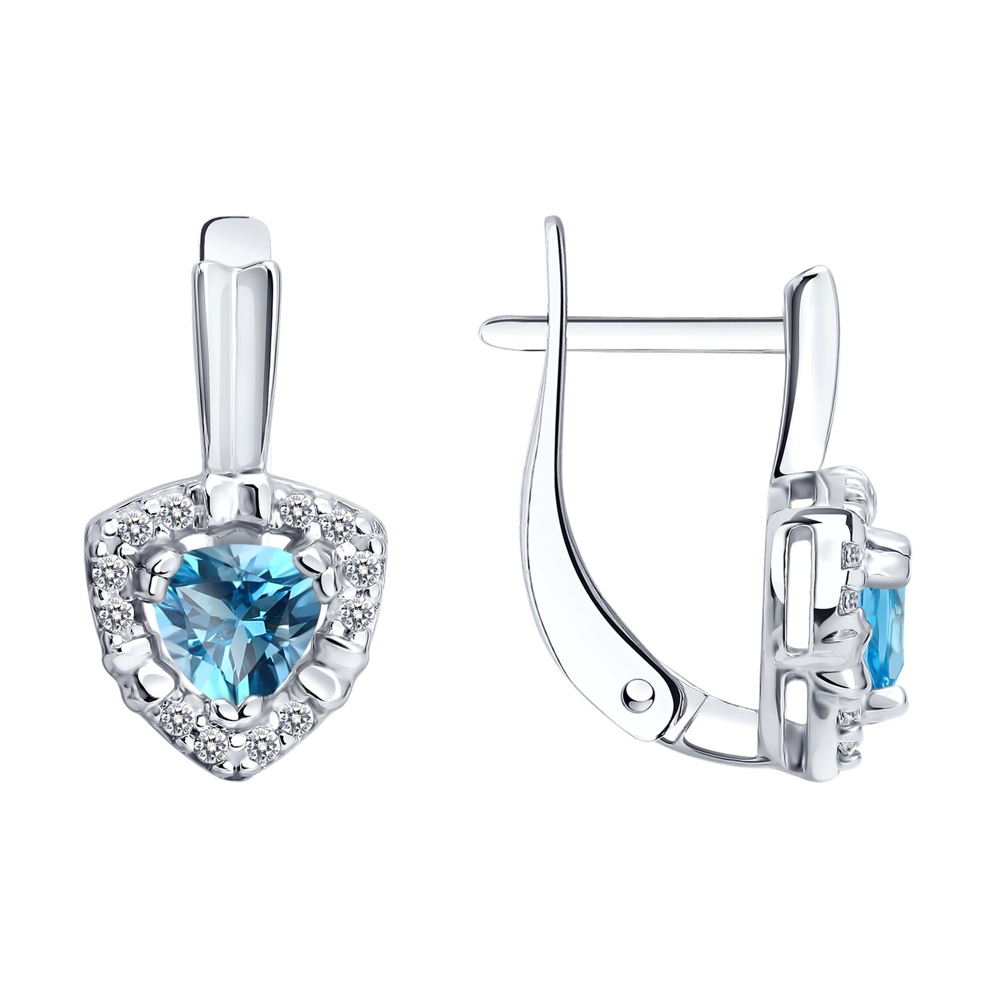 Серебряные серьги SOKOLOV с топазом и фианитом