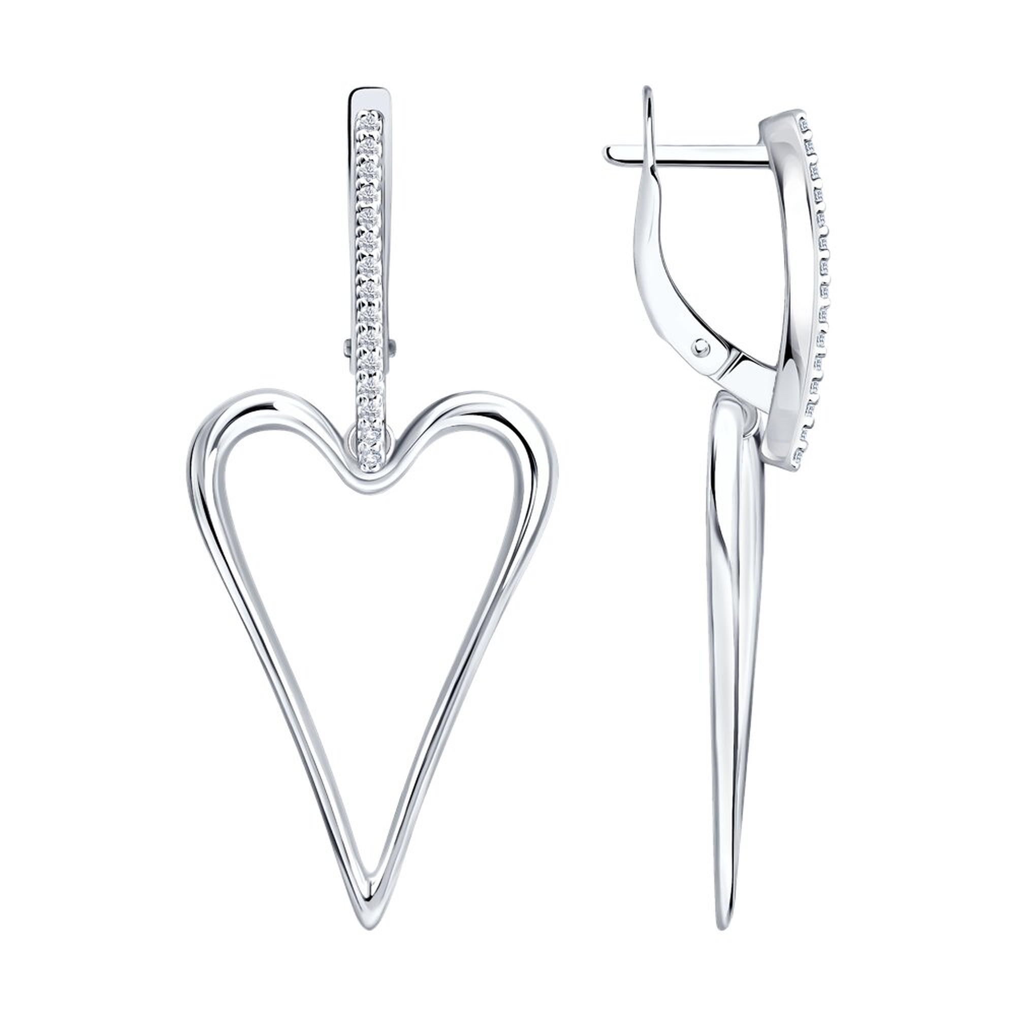 Серебряные серьги Diamant с фианитом