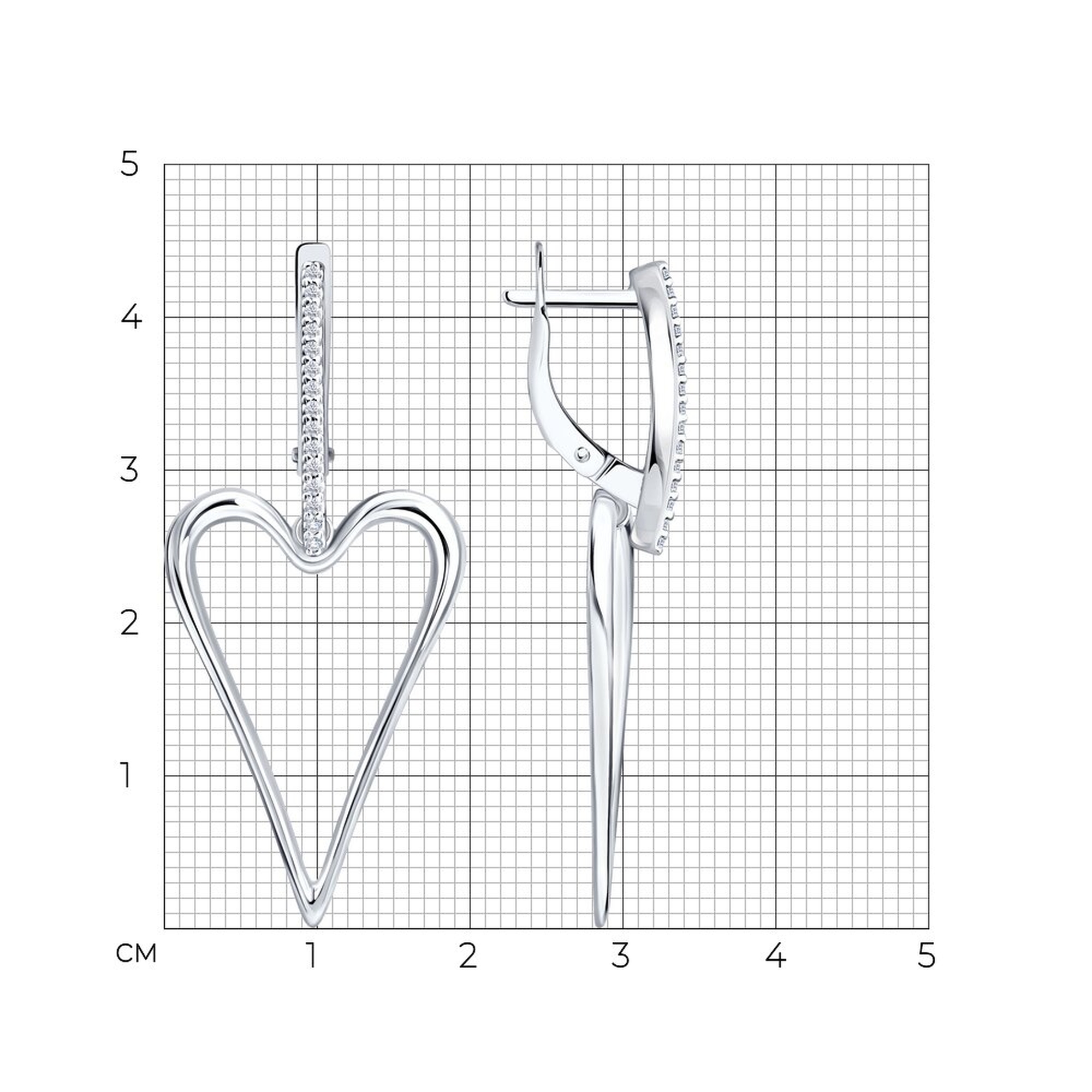 Серебряные серьги Diamant с фианитом