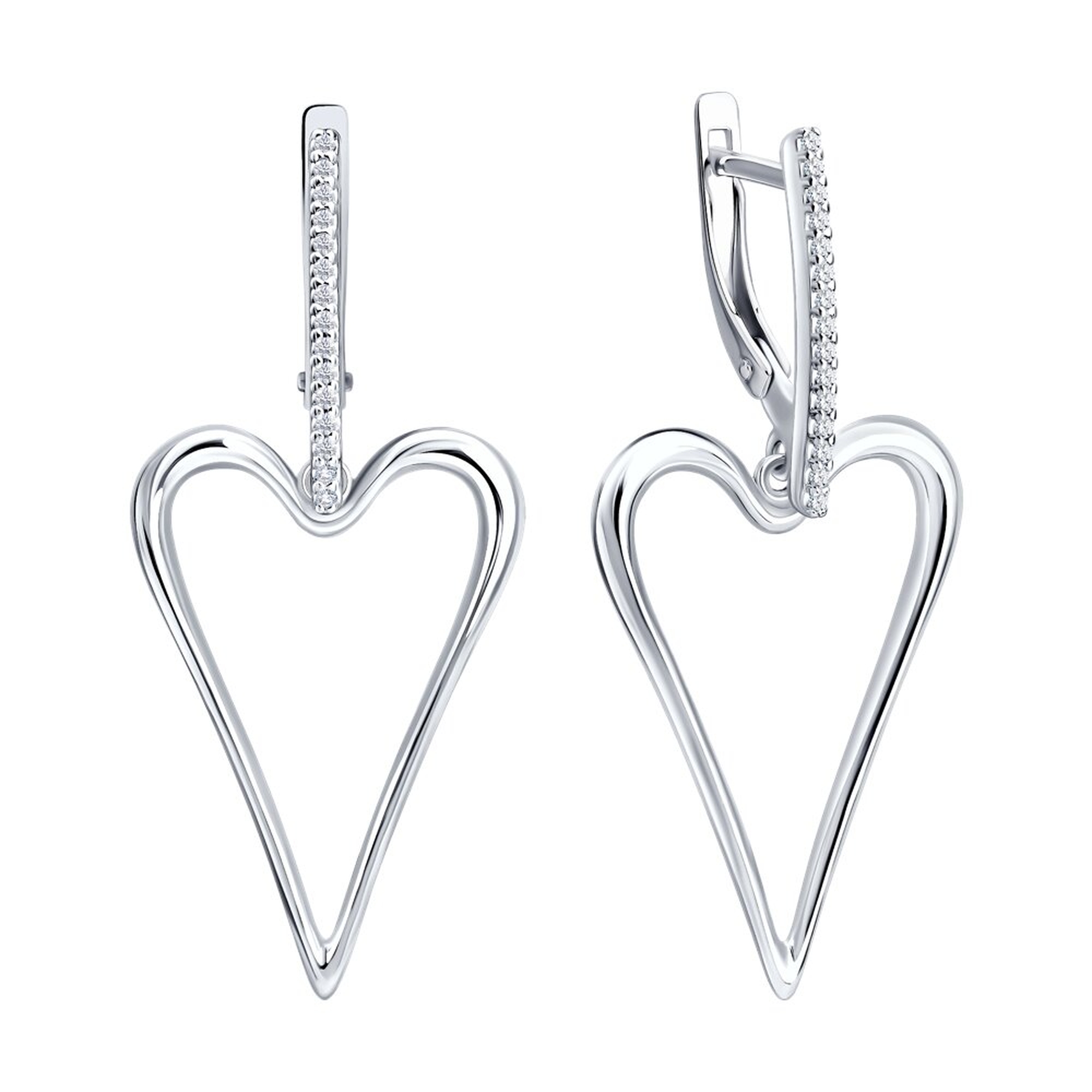 Серебряные серьги Diamant с фианитом