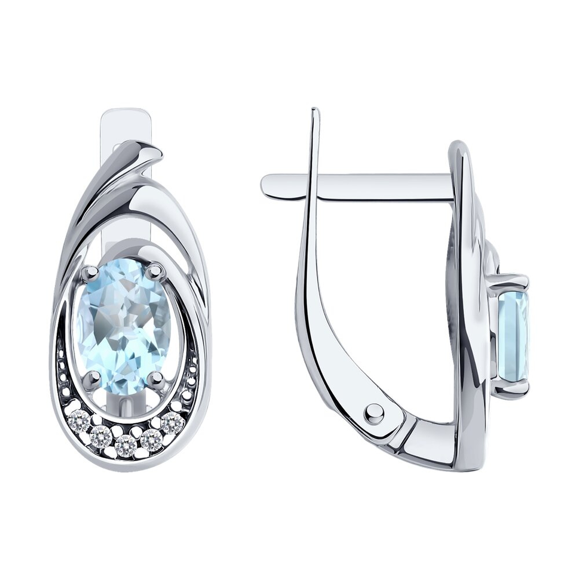 Серебряные серьги Diamant с топазом и фианитом