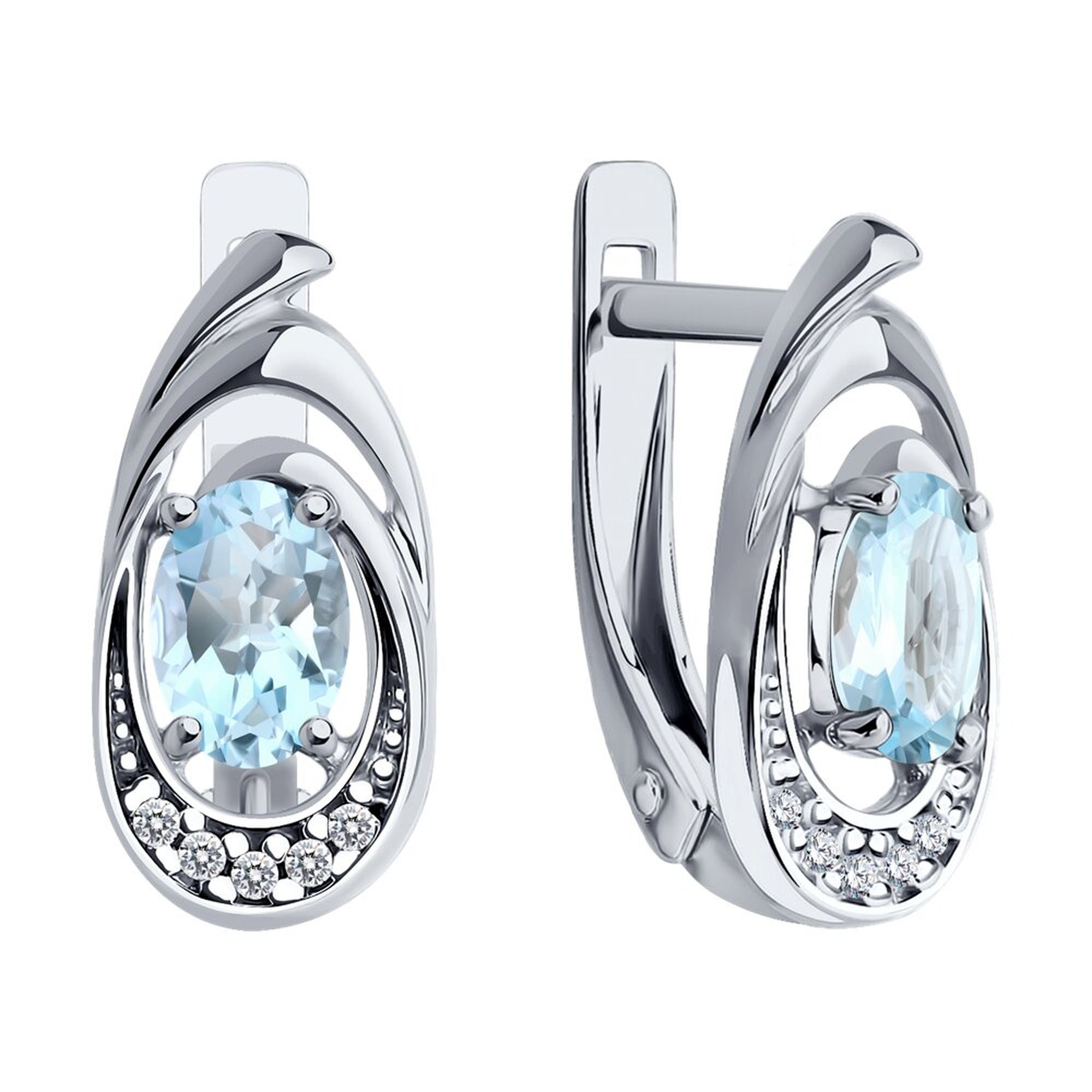 Серебряные серьги Diamant с топазом и фианитом