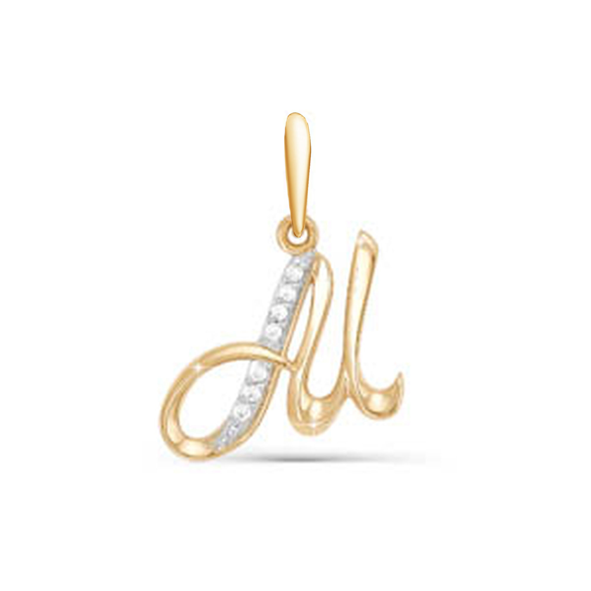 Золотая подвеска-буква М КЮЗ Del'ta с фианитом