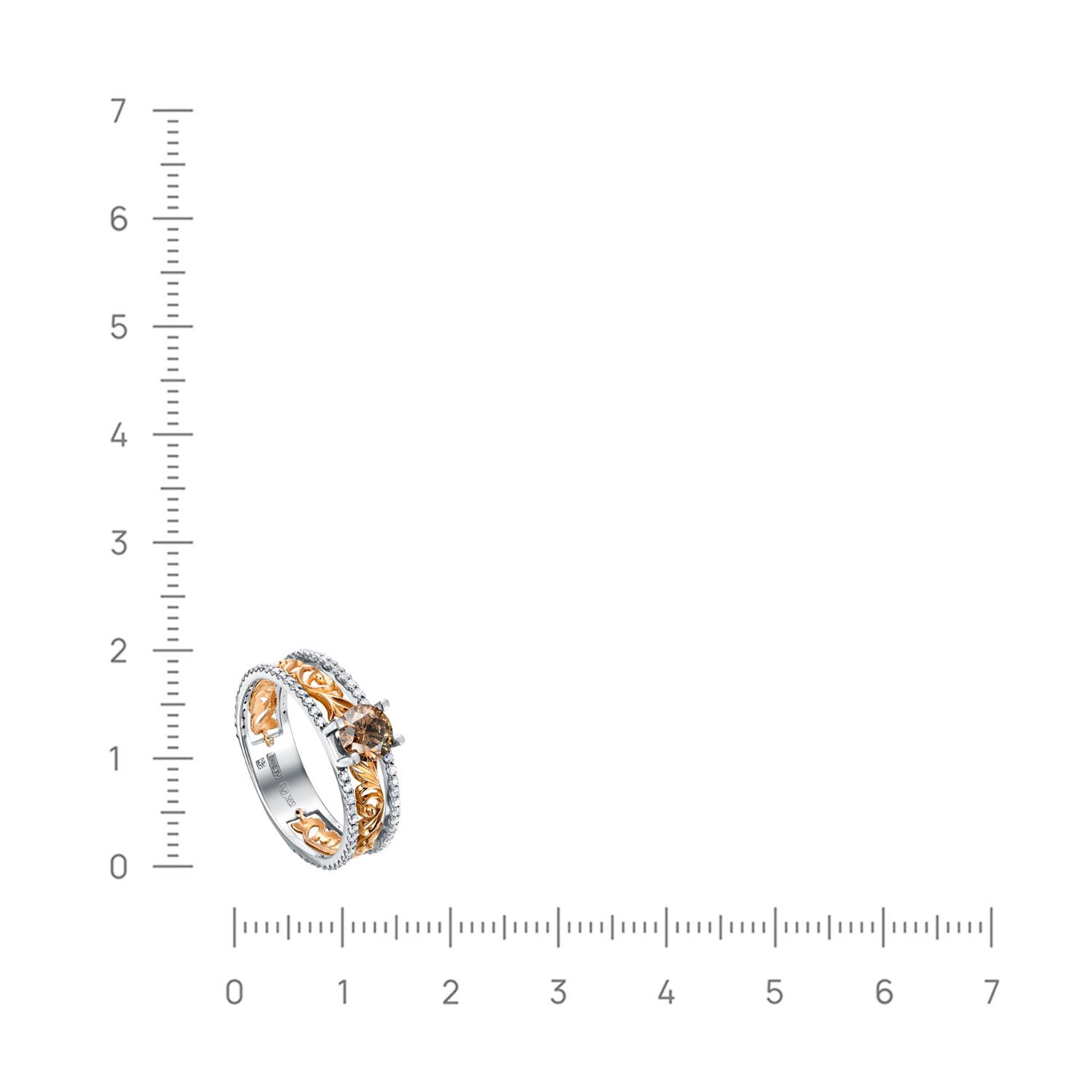 Кольцо из белого золота KABAROVSKY с бриллиантом и коньячным бриллиантом