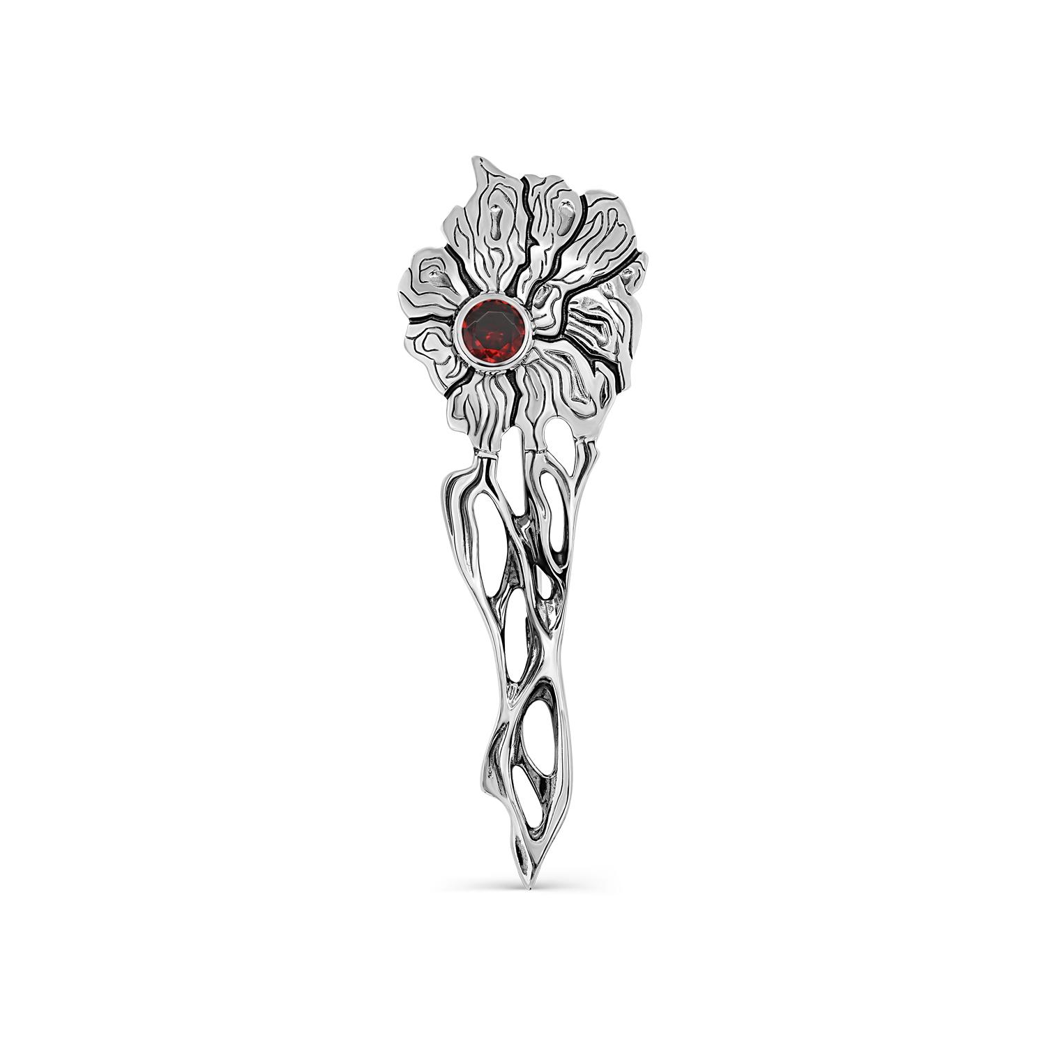 Брошь из серебра с фианитом Серебро 925°