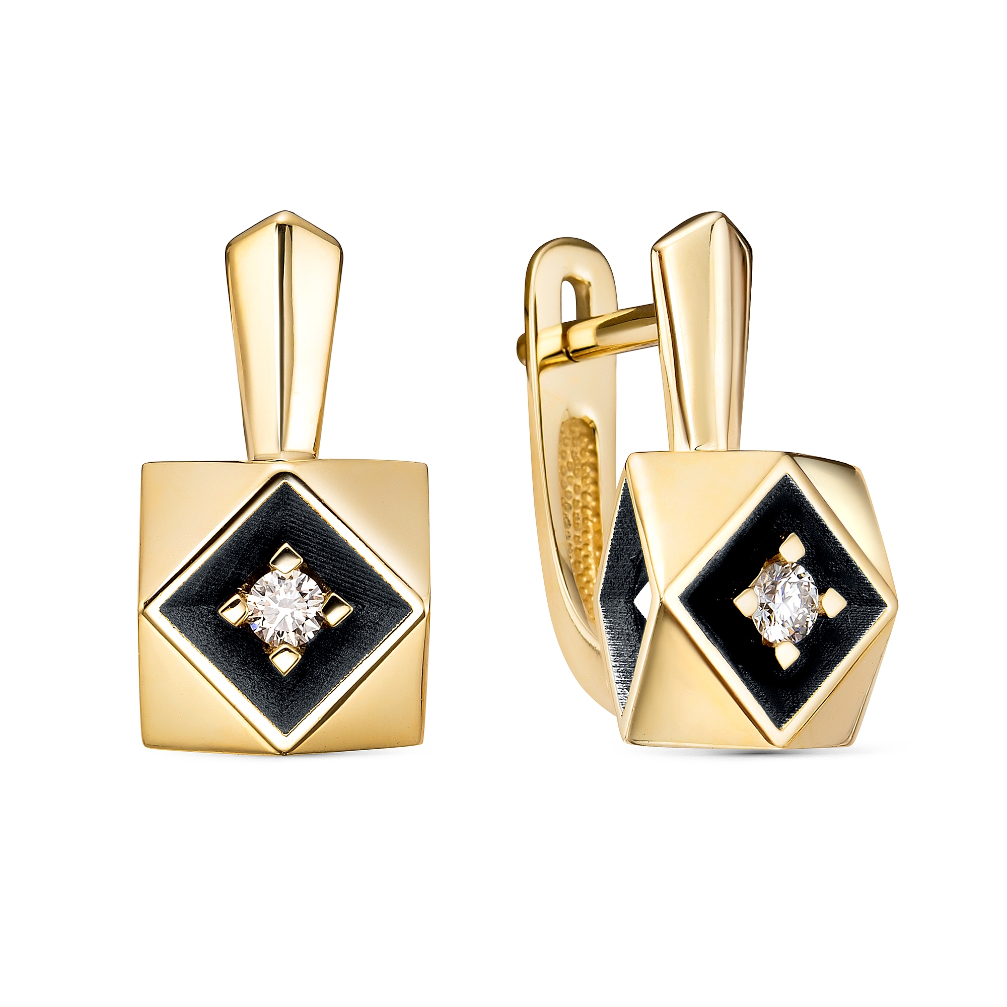 Серьги из лимонного золота ЮК Клондайк с бриллиантом