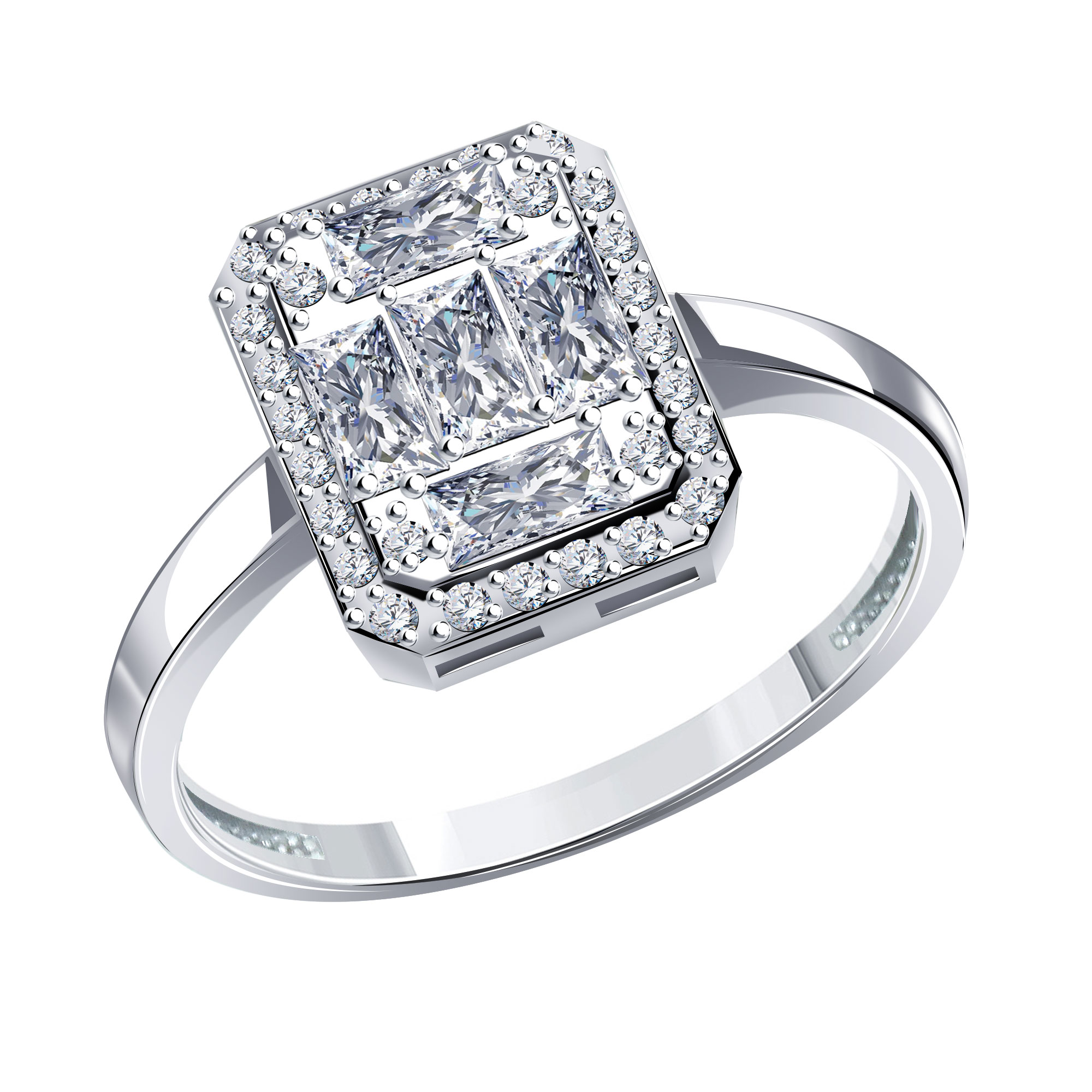 Кольцо из белого золота Karatov с фианитом