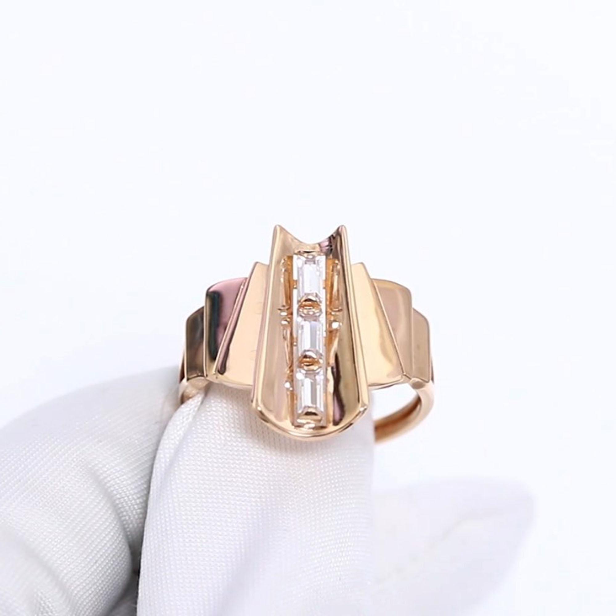 Золотое кольцо Александра с фианитом