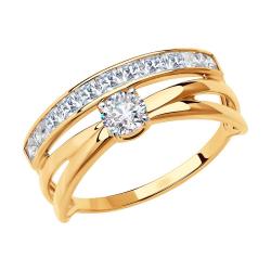Золотое кольцо SOKOLOV с фианитом 018558 фото