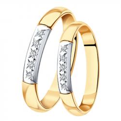 Золотое обручальное кольцо 4 мм SOKOLOV с бриллиантом 1110007 фото