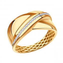 Золотое кольцо Золотые узоры с цирконием 51-0177 фото