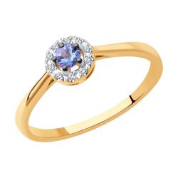 Золотое кольцо SOKOLOV с бриллиантом и танзанитом 6014170 фото