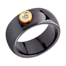 Золотое кольцо SOKOLOV с бриллиантом и керамикой 6015001 фото