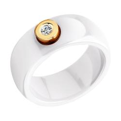 Золотое кольцо SOKOLOV с бриллиантом и керамикой 6015003 фото