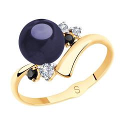 Золотое кольцо SOKOLOV с фианитом и жемчугом 791139 фото