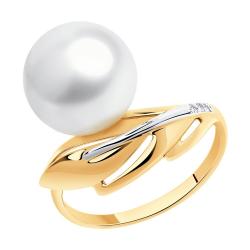 Золотое кольцо SOKOLOV с фианитом и жемчугом 791190 фото