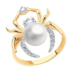 Золотое кольцо SOKOLOV с топазом, фианитом и жемчугом 791191 фото