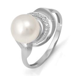 Серебряное кольцо КЮЗ Del'ta с фианитом и жемчугом Dс111726 фото