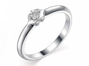 Серебряное помолвочное кольцо АЛЬКОР с бриллиантом 01-1842/000Б-00 фото