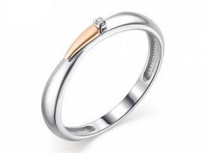 Серебряное кольцо Алькор с золотой накладкой и бриллиантом 01-1793/000Б-00 фото