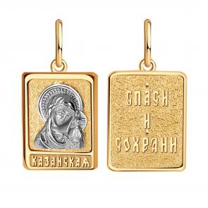 Золотая подвеска-иконка Божией Матери Казанская Золотые узоры 00-63-0217-00 фото