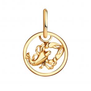 Золотая подвеска Знак зодиака Рак Золотые узоры 00-63-0237-00 фото