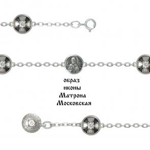 Браслет из черненого серебра Святая блаженная Матрона Высоковы 585 с фианитом 01-000184-105010 фото