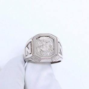 Серебряное кольцо Великомученик Георгий Победоносец Караваевская ювелирная фабрика 01-0028-s фото